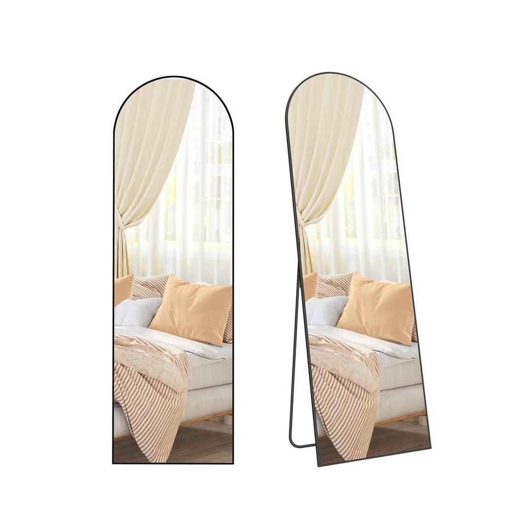Staande Passpiegel met Gebogen Design – Vrijstaande of Wandspiegel met Aluminium Frame, 160 × 50 cm