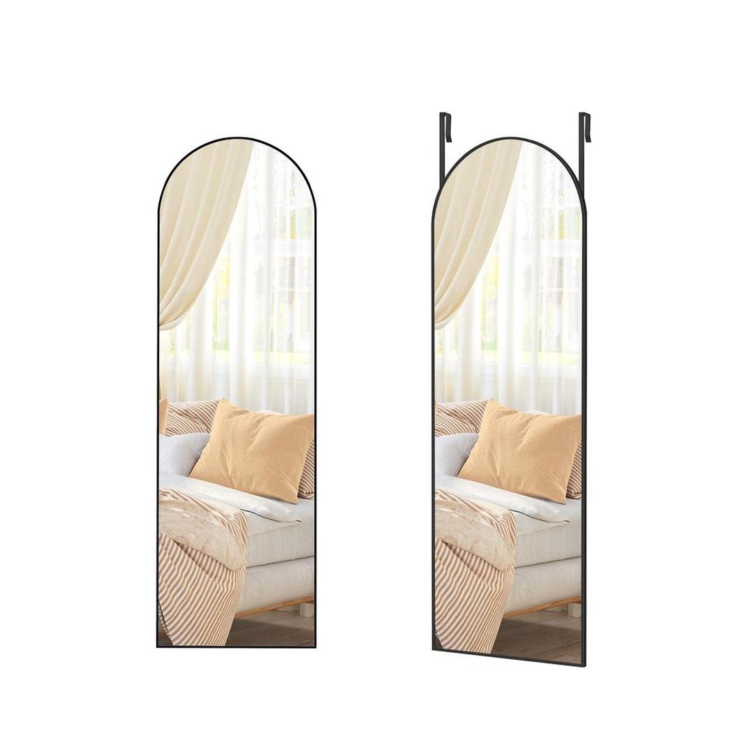 Volledige Lichaamsspiegel met Gebogen Rand – Deur- en Wandspiegel met Aluminium Frame van Gehard Glas
