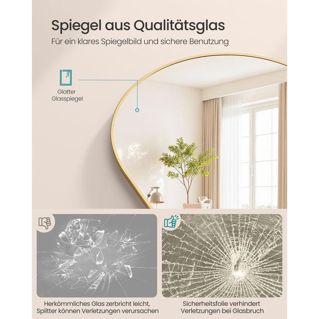 Staande Passpiegel met Gebogen Design – Vrijstaande of Wandspiegel met Aluminium Frame, 160 × 50 cm