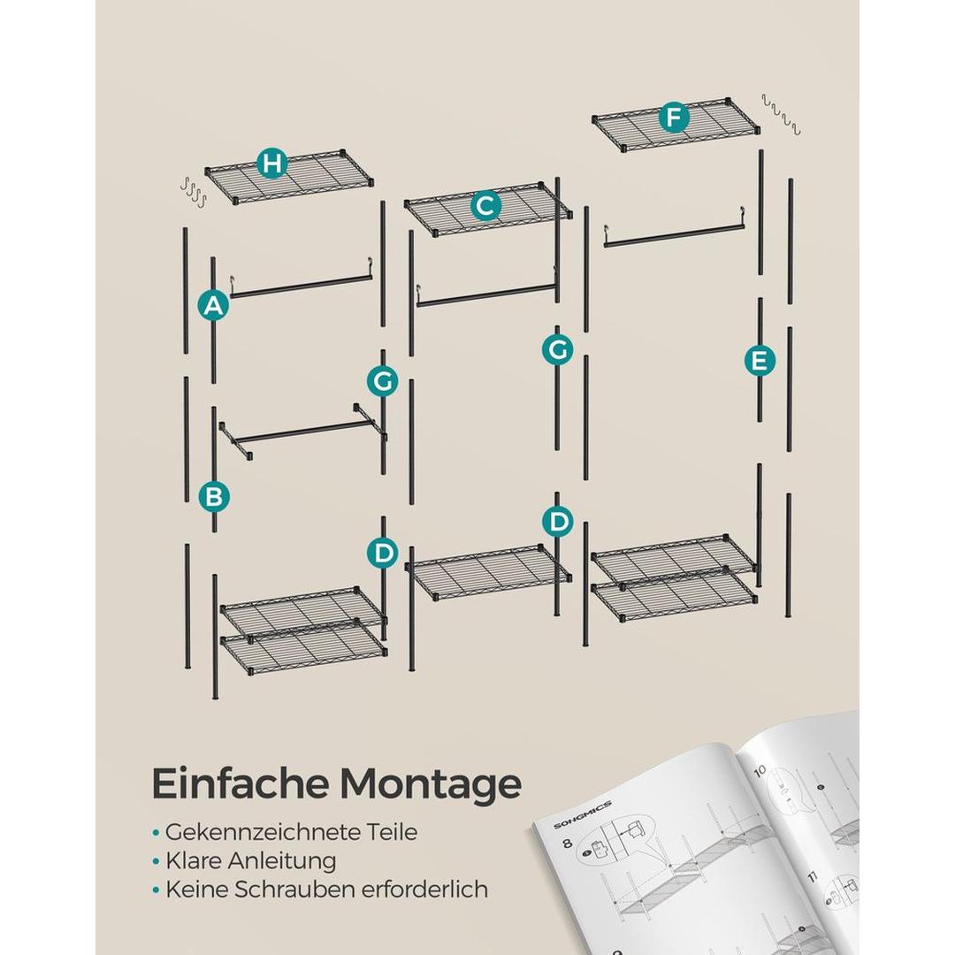 Open Kledingkast met Verstelbare Legplanken – Flexibele Opbergkast voor Slaapkamer of Dressing