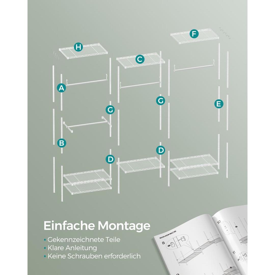 Open Kledingkast met Verstelbare Legplanken – Flexibele Opbergkast voor Slaapkamer of Dressing