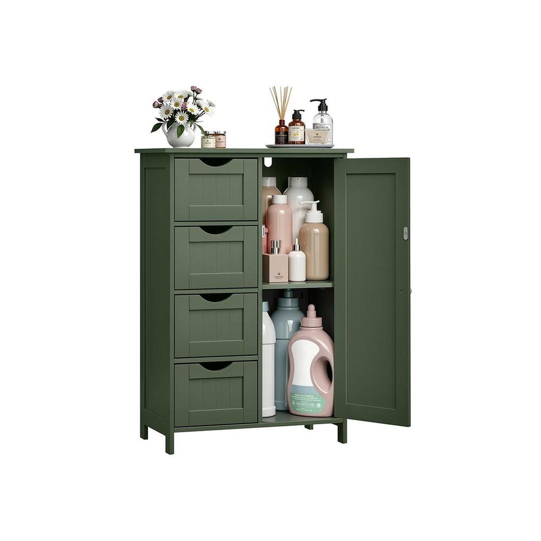 Vrijstaande Badkamer Opbergkast met Deur en Lades – Smalle Ladekast 55 × 30 × 82 cm