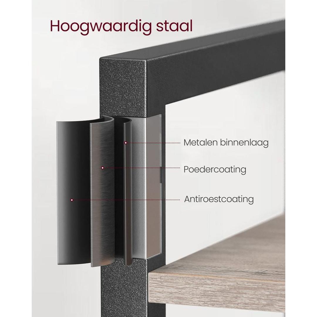Boekenkast met 6 Legplanken – Industrieel Opbergrek van Staal en Spaanplaat, 30 × 40 × 187,5 cm