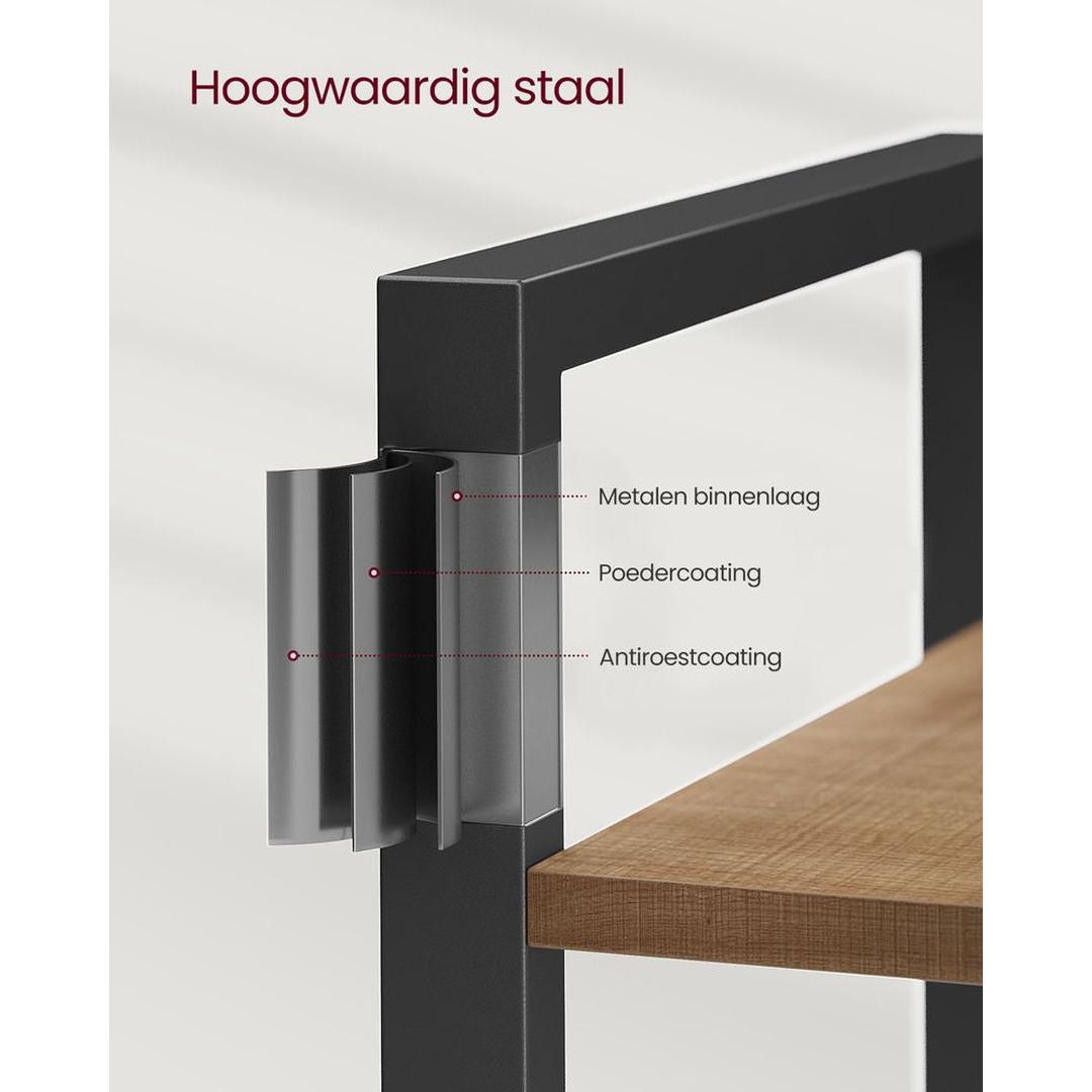 Boekenkast met 6 Legplanken – Industrieel Opbergrek van Staal en Spaanplaat, 30 × 40 × 187,5 cm