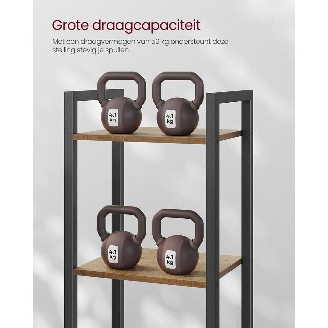 Boekenkast met 6 Legplanken – Industrieel Opbergrek van Staal en Spaanplaat, 30 × 40 × 187,5 cm