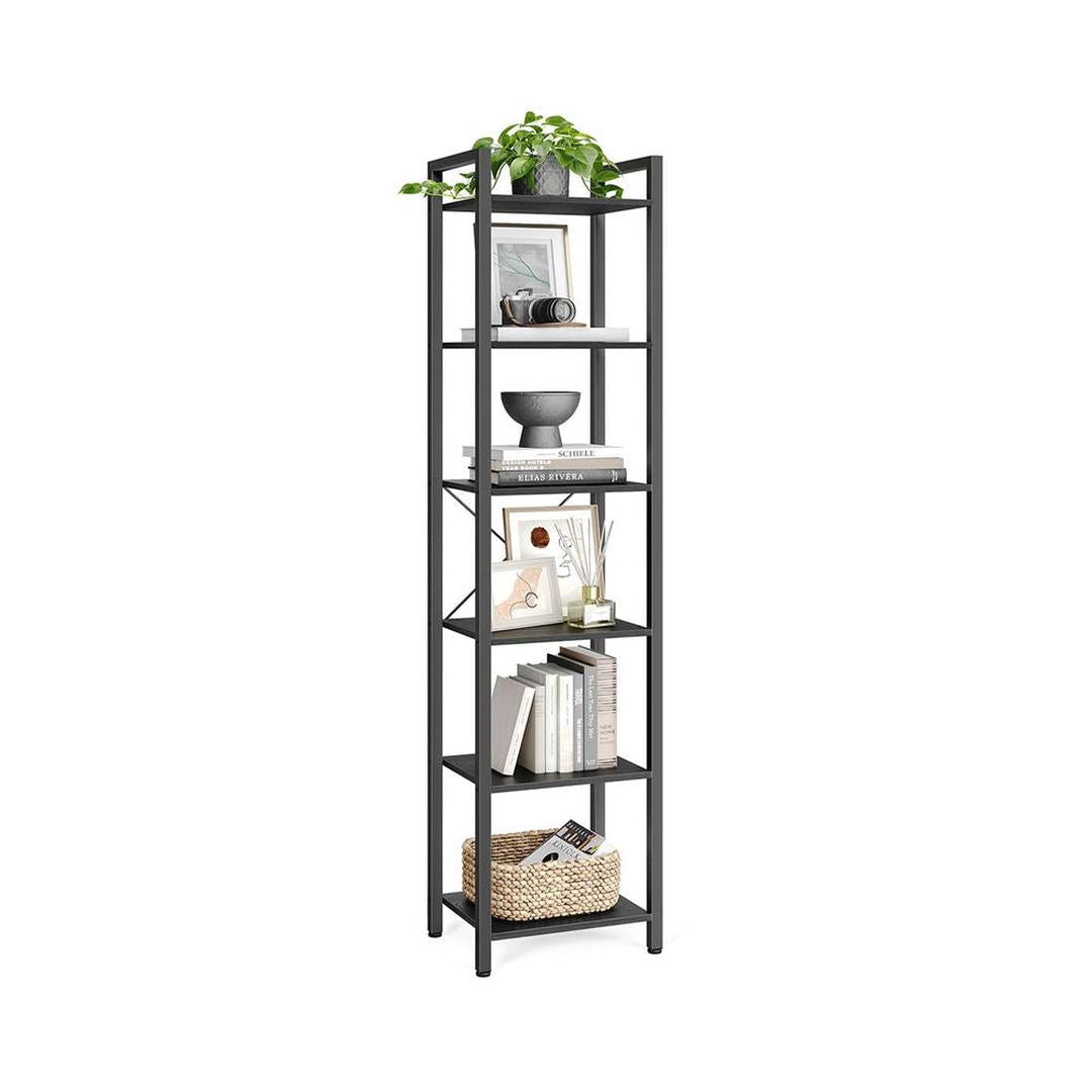 Boekenkast met 6 Legplanken – Industrieel Opbergrek van Staal en Spaanplaat, 30 × 40 × 187,5 cm
