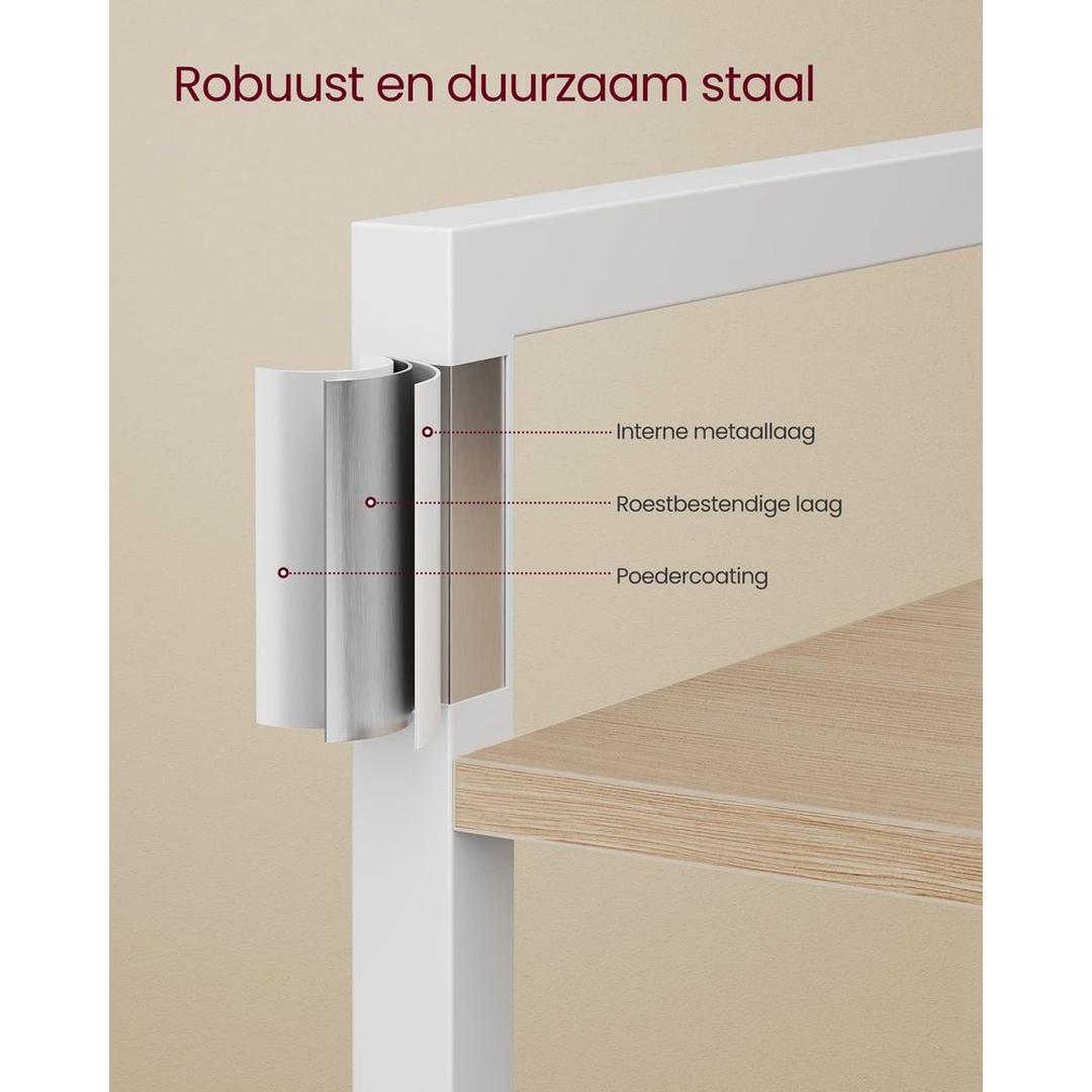 Boekenkast met 6 Legplanken – Industrieel Opbergrek van Staal en Spaanplaat, 30 × 40 × 187,5 cm