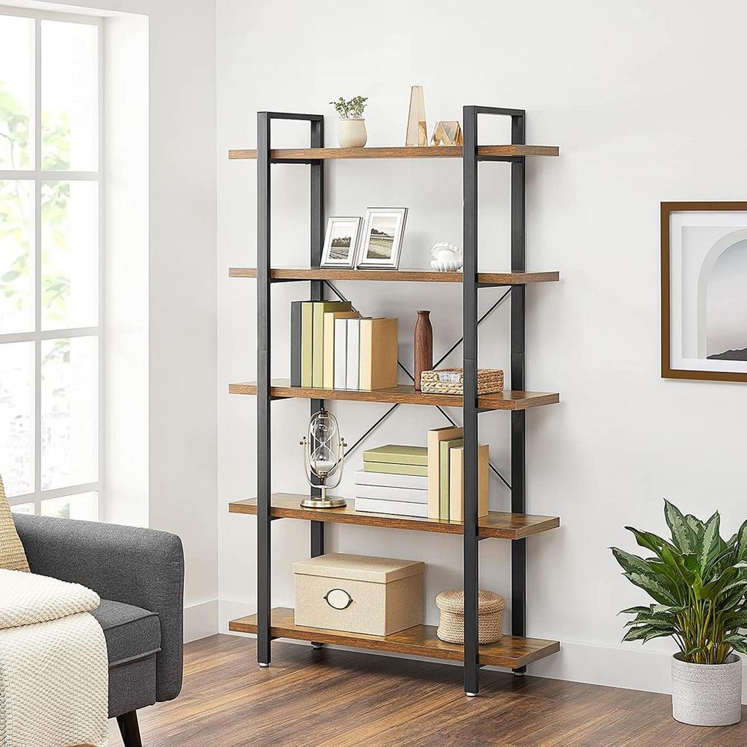 Vrijstaande Opbergkast met 5 Legplanken – Stevig Open Rek voor Woonkamer, Kantoor of Berging