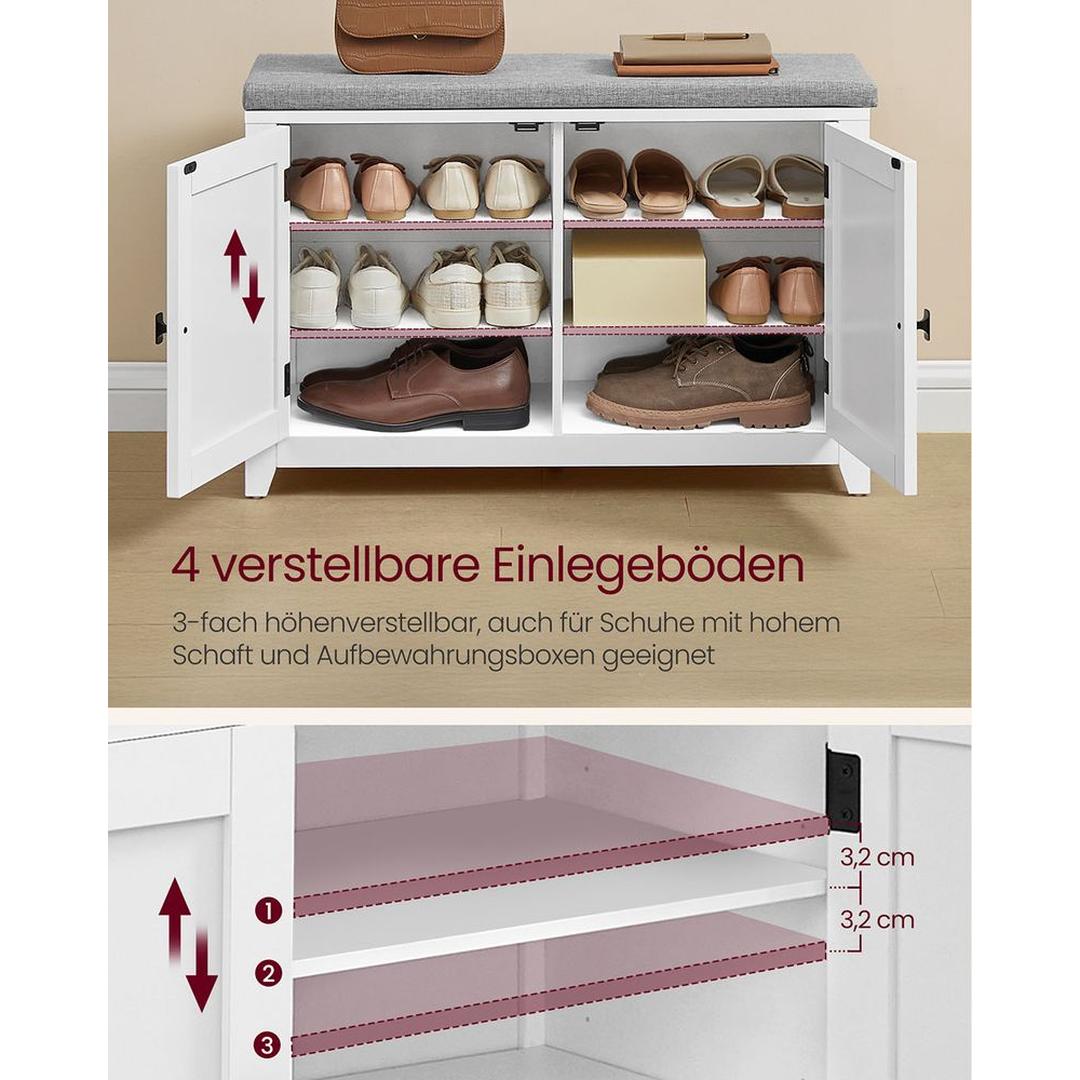 Wandkapstok en Schoenenbank Set – Halmeubel met Spiegel, Zitbank, Schoenenkast en Opbergrek