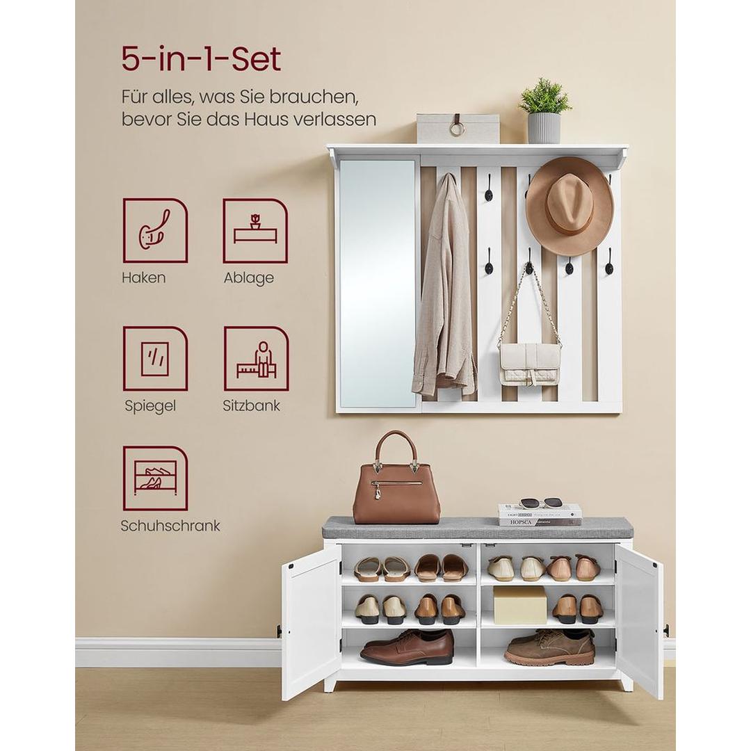 Industriële Halgarderobe met Kapstok en Schoenenrek – Stabiele Opbergoplossing voor Entree of Gang