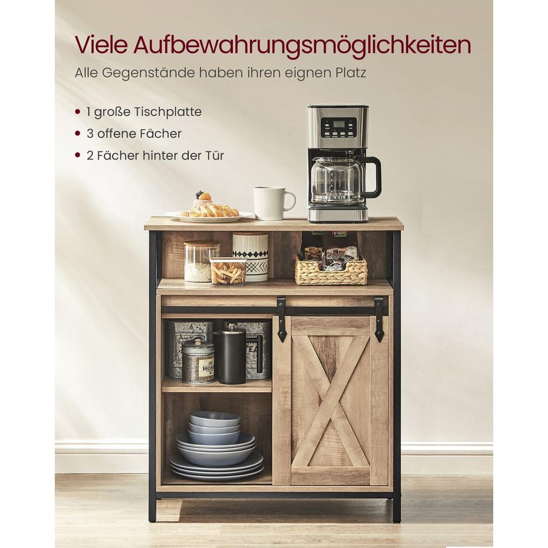 Keukenkast met Schuifdeur – Industriële Opbergkast met Verstelbare Legplank en Open Vak