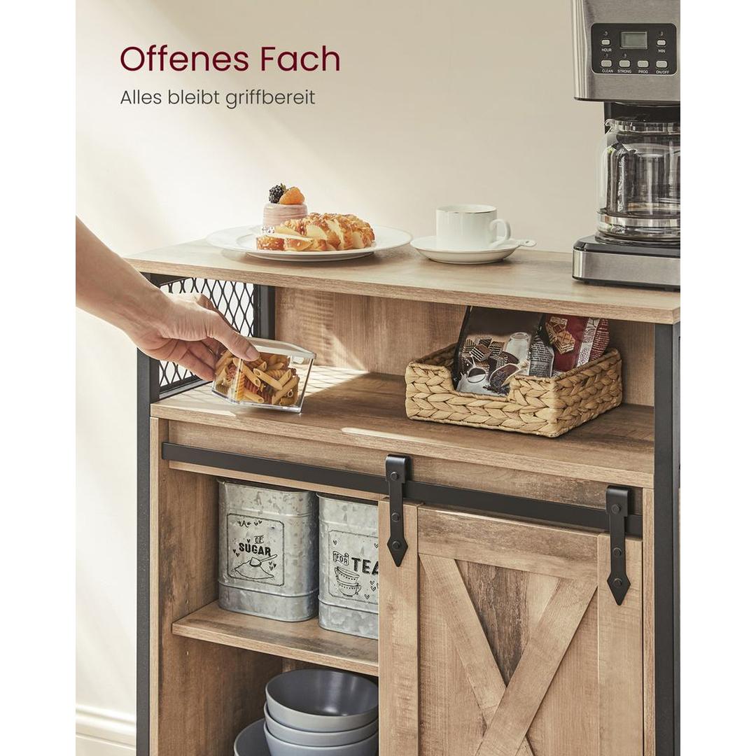 Keukenkast met Schuifdeur – Industriële Opbergkast met Verstelbare Legplank en Open Vak