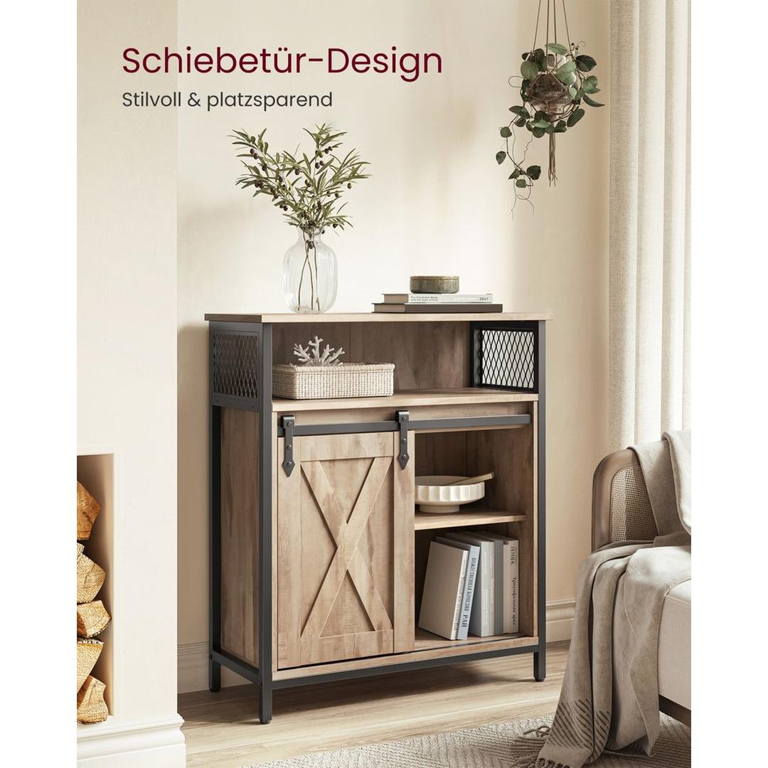 Keukenkast met Schuifdeur – Industriële Opbergkast met Verstelbare Legplank en Open Vak