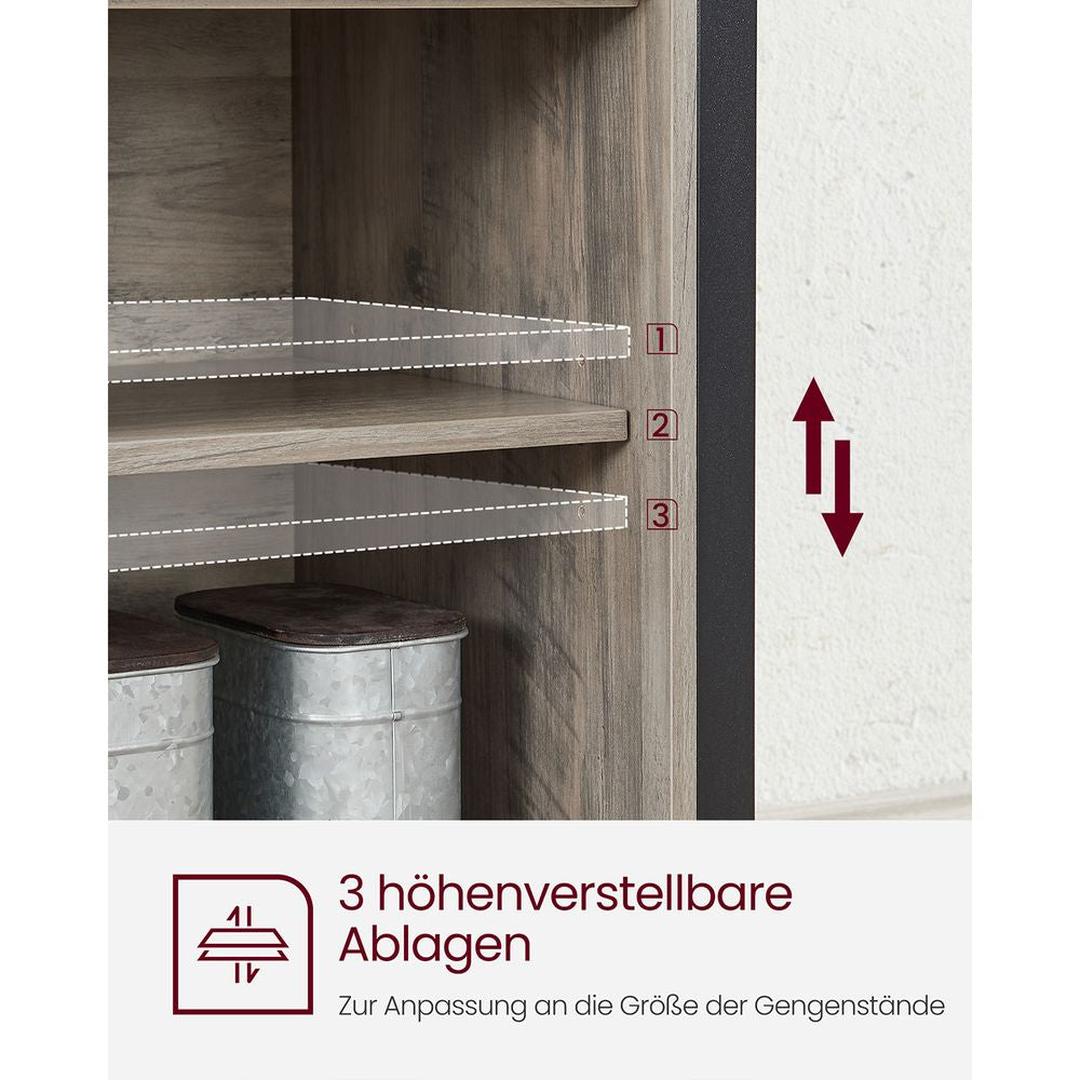 Dressoir met 2 Schuifdeuren – Industriële Opbergkast met Open Vak en Verstelbare Legplank