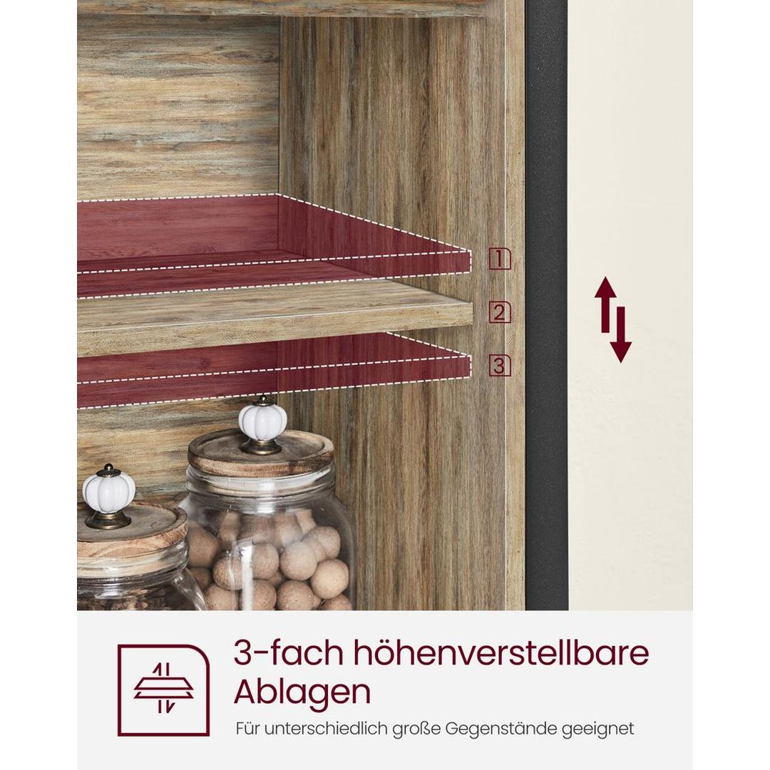 Dressoir met 2 Schuifdeuren – Industriële Opbergkast met Open Vak en Verstelbare Legplank