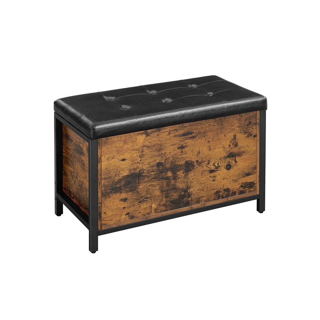 Multifunctionele Opbergkist in Industriële Stijl – Zitbank met Opbergruimte, Metalen Frame en Vintage Accenten