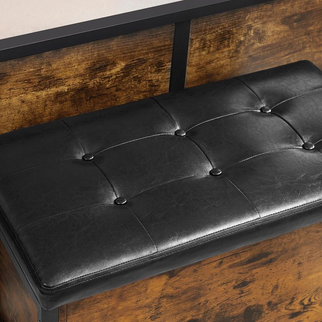 Multifunctionele Opbergkist in Industriële Stijl – Zitbank met Opbergruimte, Metalen Frame en Vintage Accenten