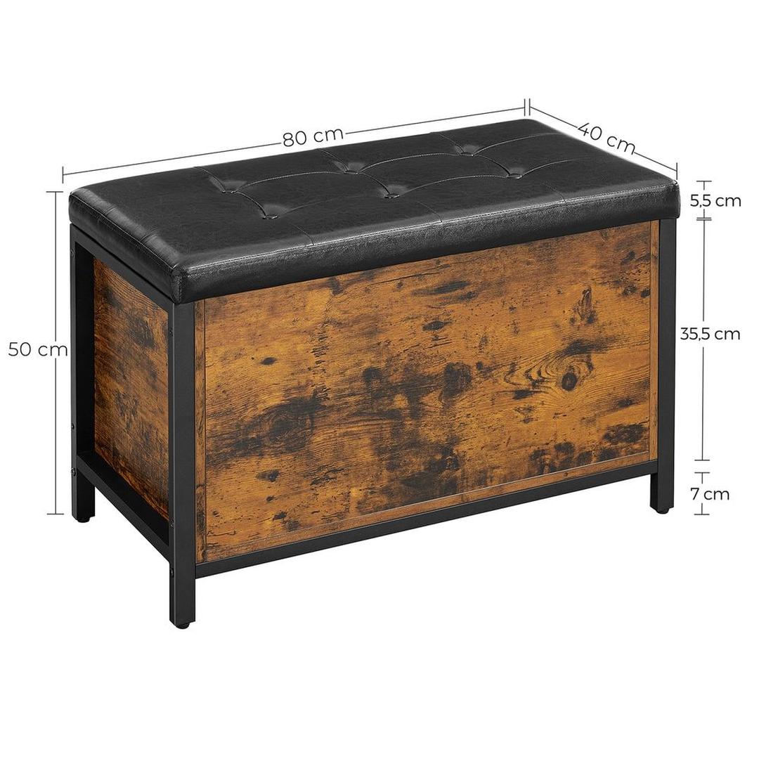 Multifunctionele Opbergkist in Industriële Stijl – Zitbank met Opbergruimte, Metalen Frame en Vintage Accenten