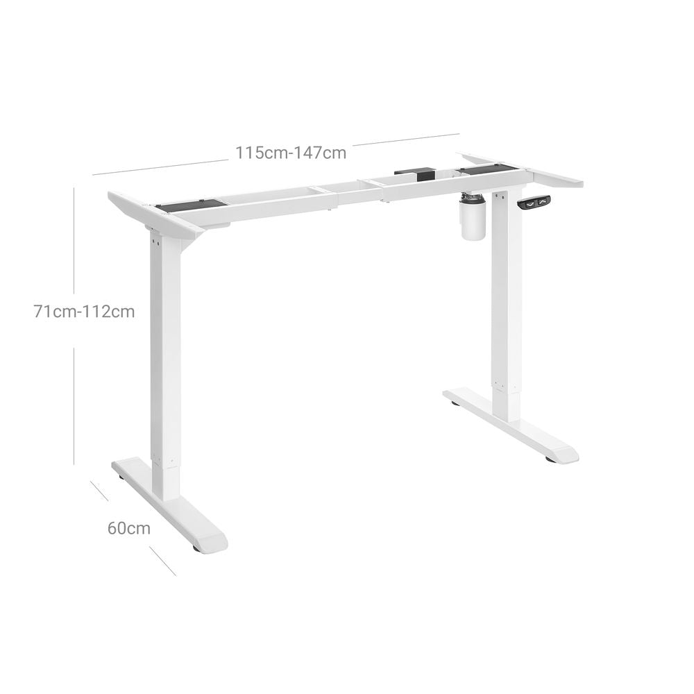 Elektrisch In Hoogte Verstelbaar Bureauframe – Verstelbaar van 115–147 cm Breed en 71–112 cm Hoog – Zonder Bureaublad