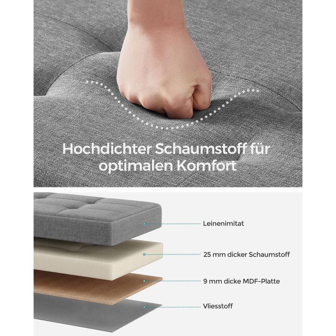 Opbergpoef met Zitfunctie – Zitkruk met Stauraum van 65 L en Opklapbare Deksel in Lichtgrijs