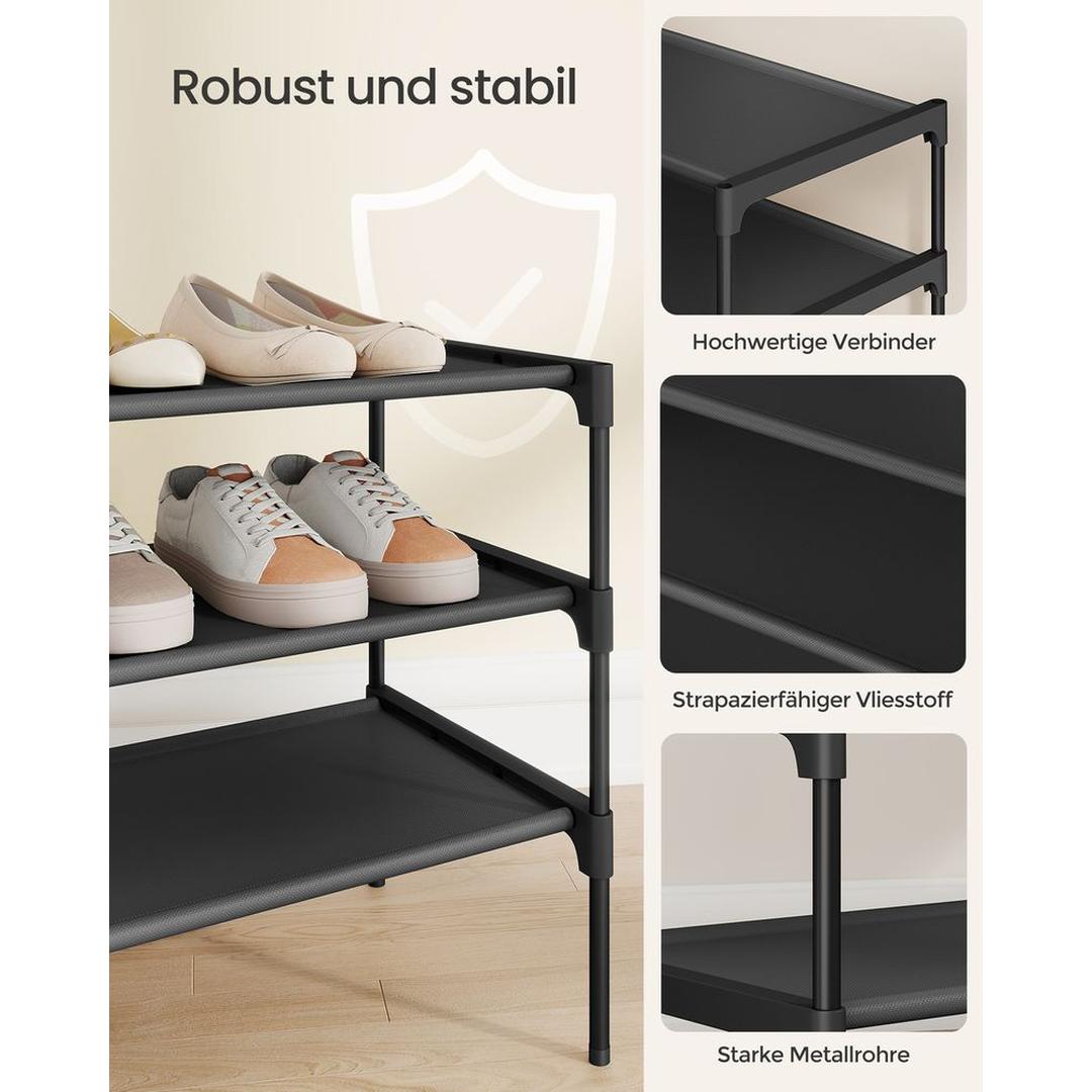 Ruimtebesparend Schoenenrek met Metalen Frame – Stapelbaar Opbergrek met Verstelbare Legplanken