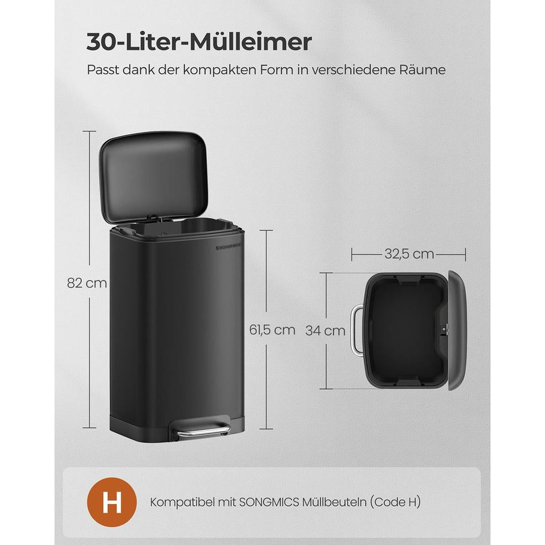 Vrijstaande Afvalbak 30 Liter – Praktische Vuilnisemmer voor Keuken, Kantoor of Bijkeuken