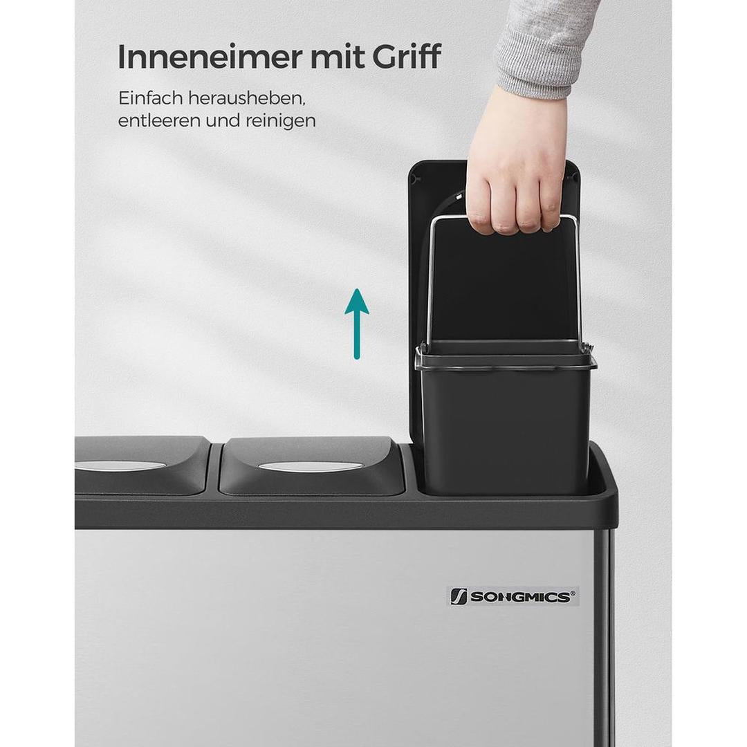 Afvalscheidingsbak met 3 Vakken van 8 Liter – Compacte Prullenbak voor Gescheiden Afval