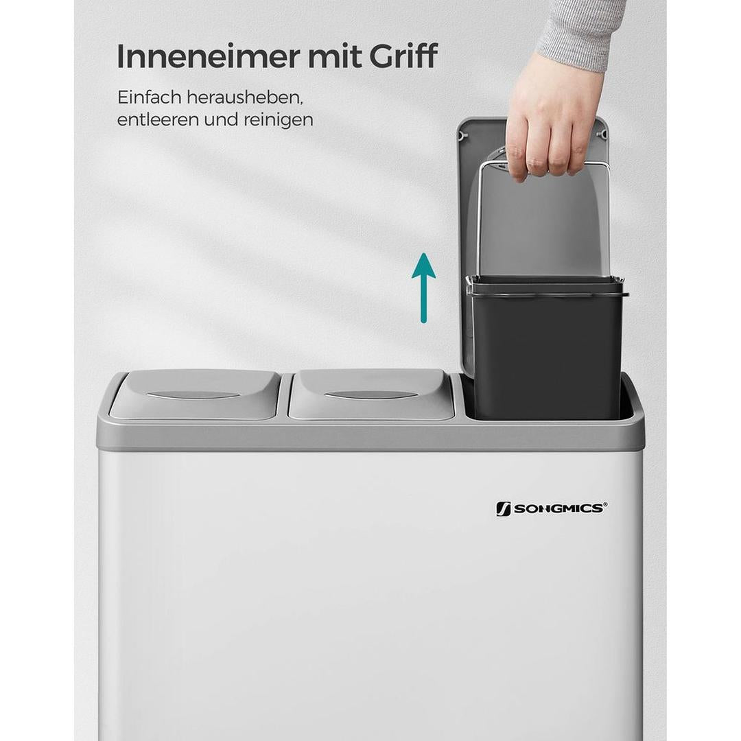 Afvalscheidingsbak met 3 Vakken van 8 Liter – Compacte Prullenbak voor Gescheiden Afval