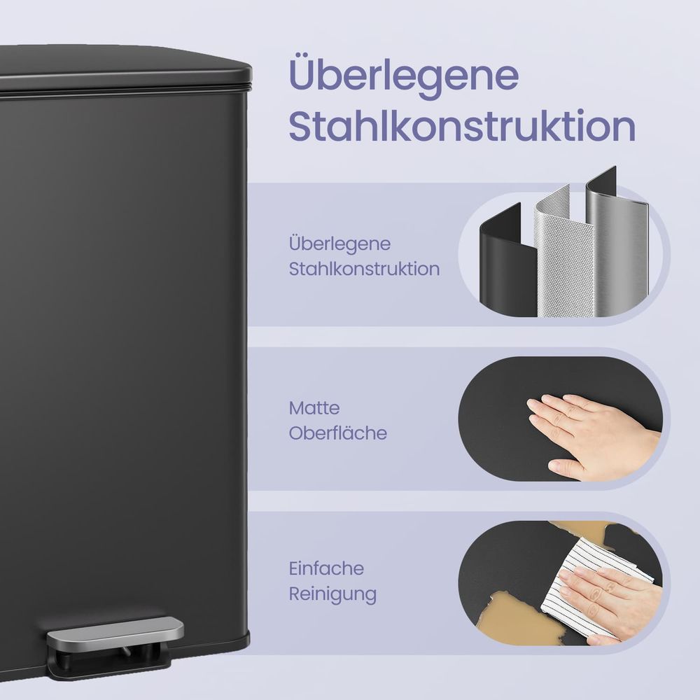 Grote Keukenafvalbak van Staal met Deksel – Stevige Vuilnisbak voor Dagelijks Gebruik