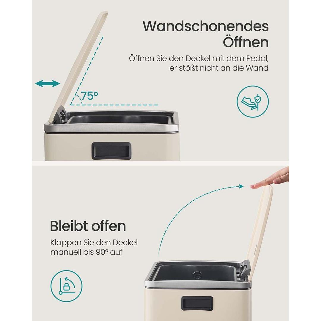 Pedaalemmer 50 Liter met Geruisloos Sluitdeksel – Afvalbak met Uitneembare Binnenemmer en Inclusief Afvalzakken