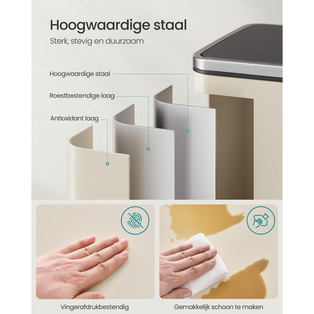 Afvalemmer met Uitneembare Binnenemmer – Pedaalemmer van Staal met Soft-Close Deksel