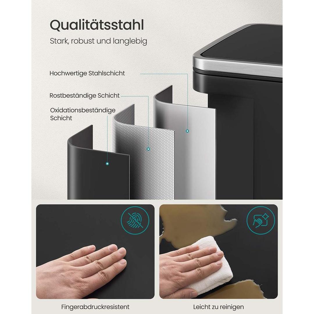 Pedaalemmer 50 Liter met Geruisloos Sluitdeksel – Afvalbak met Uitneembare Binnenemmer en Inclusief Afvalzakken