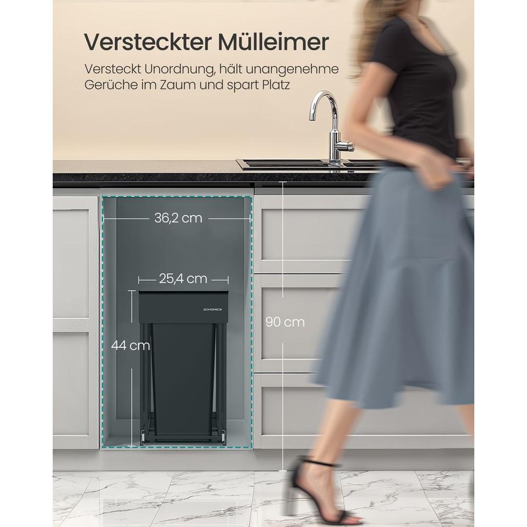 Uittrekbare Prullenbak voor Keukenkast met 2 Compartimenten – Afvalscheider met 2 × 20 L Binnenemmers