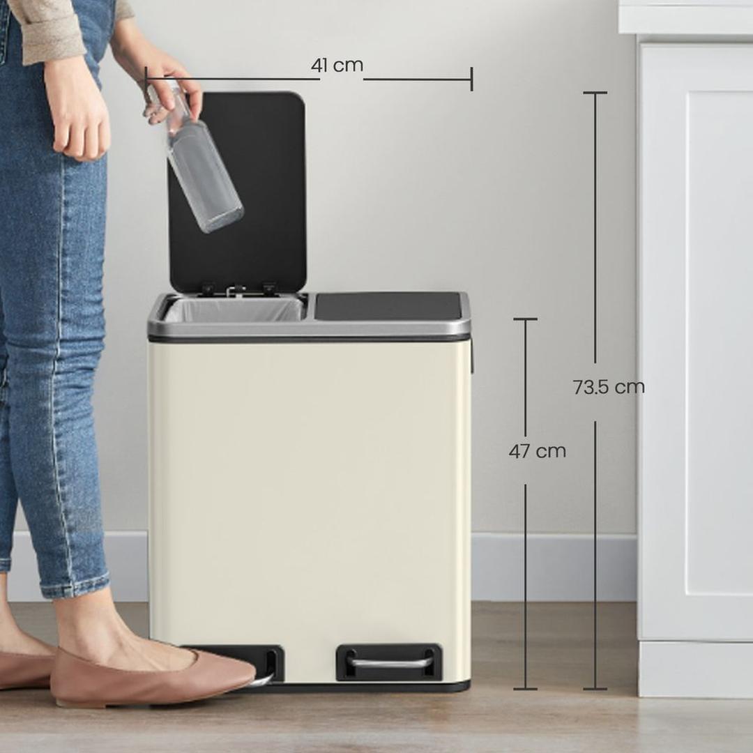 Afvalscheidingsbak 2 × 15 Liter – Prullenbak met 2 Vakken – Inclusief 15 Afvalzakken