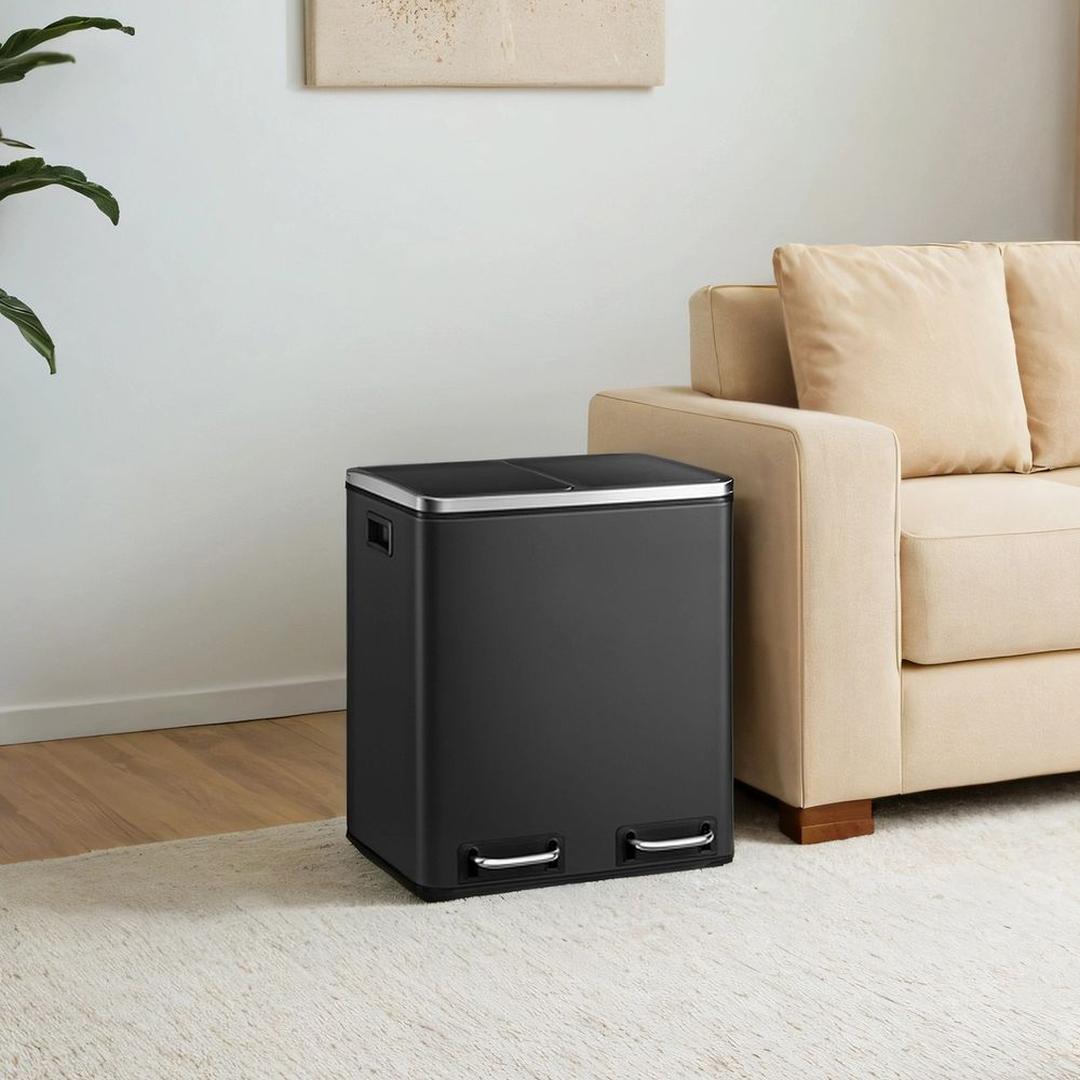 Afvalscheidingsbak 2 × 15 Liter – Prullenbak met 2 Vakken – Inclusief 15 Afvalzakken