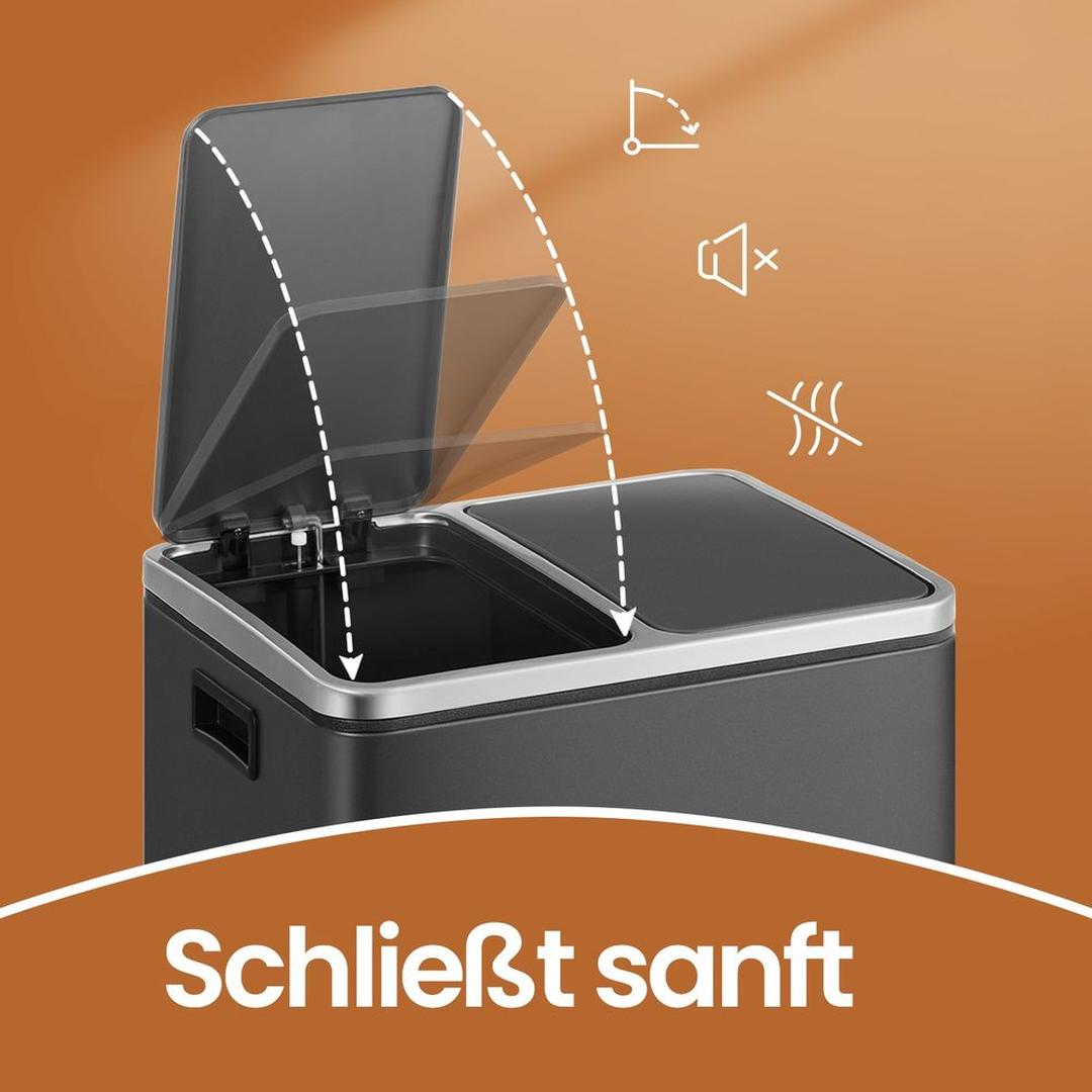 Afvalscheidingsbak 2 × 15 Liter – Prullenbak met 2 Vakken – Inclusief 15 Afvalzakken