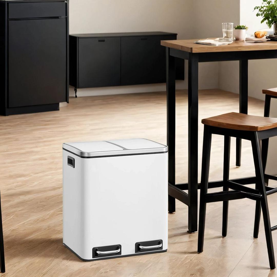 Afvalscheidingsbak 2 × 15 Liter – Prullenbak met 2 Vakken – Inclusief 15 Afvalzakken