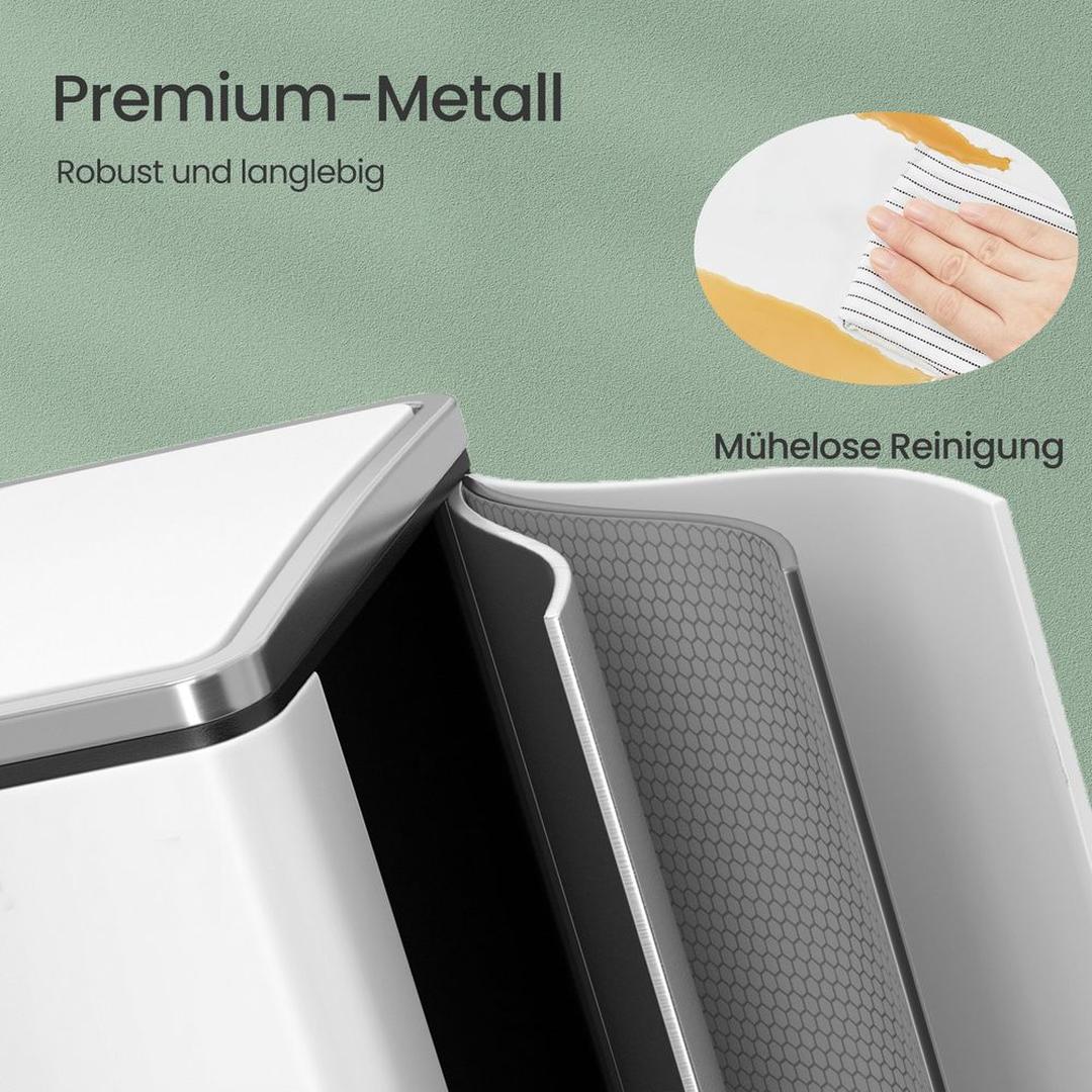 Afvalscheidingsbak 2 × 15 Liter – Prullenbak met 2 Vakken – Inclusief 15 Afvalzakken