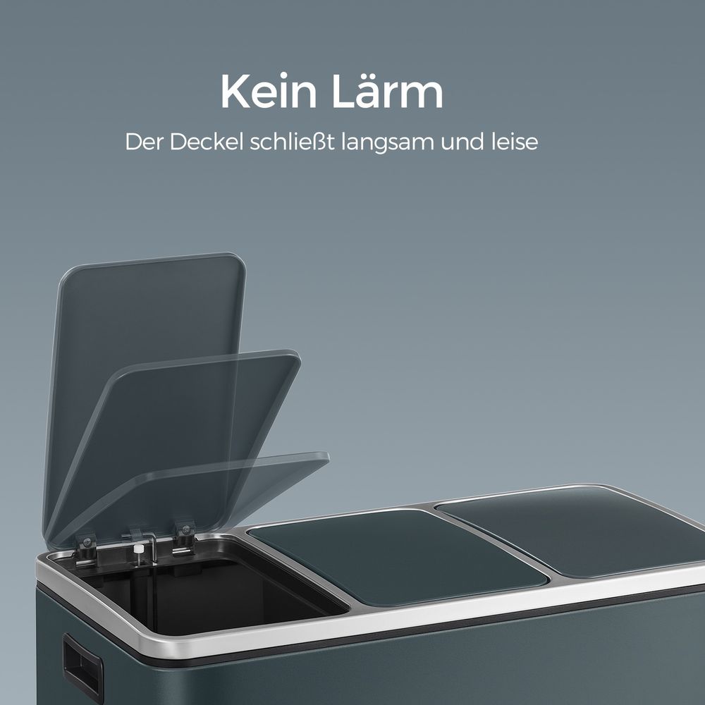 Pedaalemmer met 3 Vakken – Afvalscheidingsbak voor Gescheiden Afval in Keuken of Bijkeuken