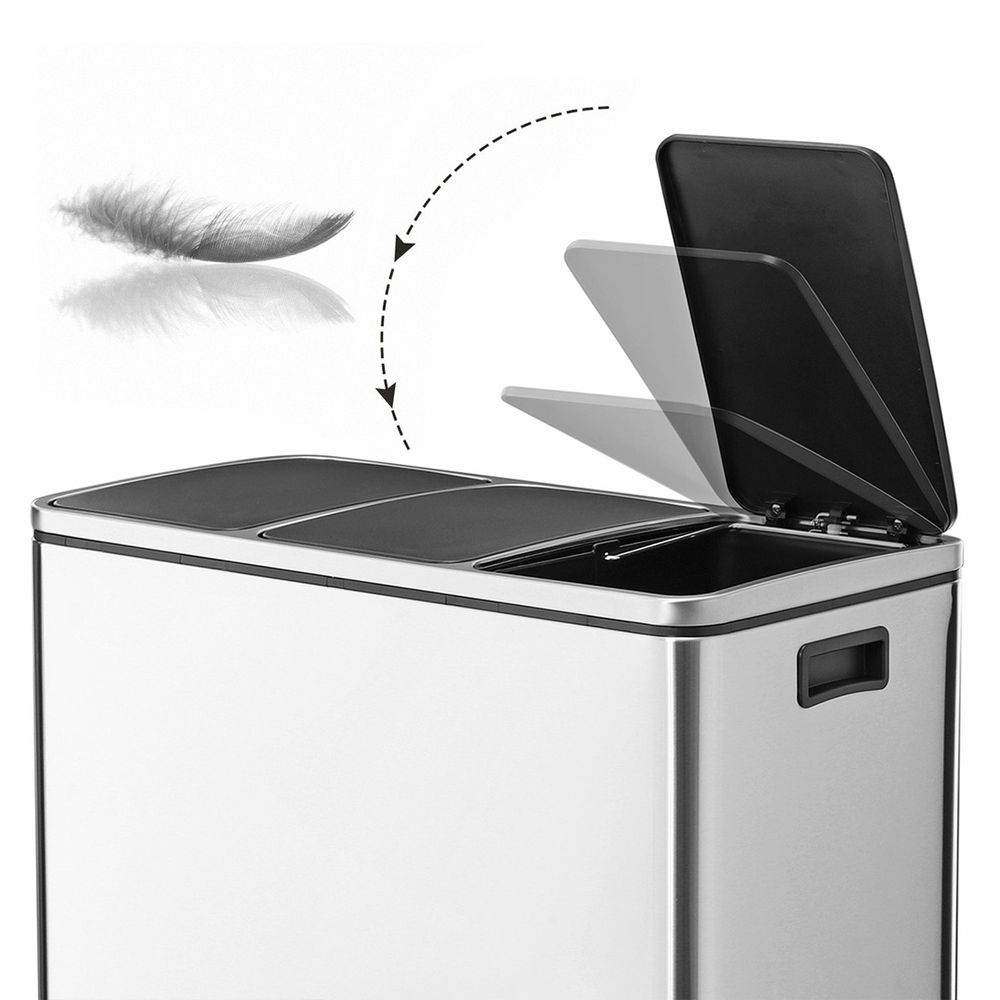 Pedaalemmer met 3 Vakken – Afvalscheidingsbak voor Gescheiden Afval in Keuken of Bijkeuken