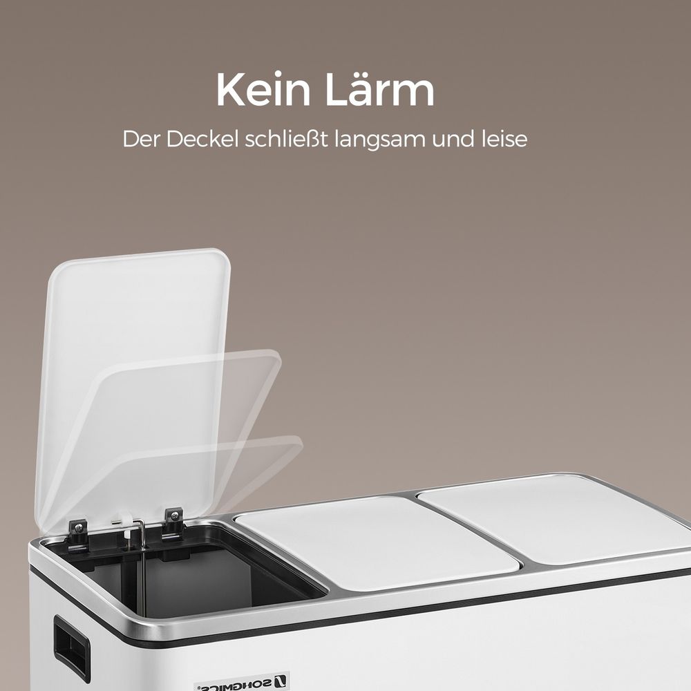 Pedaalemmer met 3 Vakken – Afvalscheidingsbak voor Gescheiden Afval in Keuken of Bijkeuken