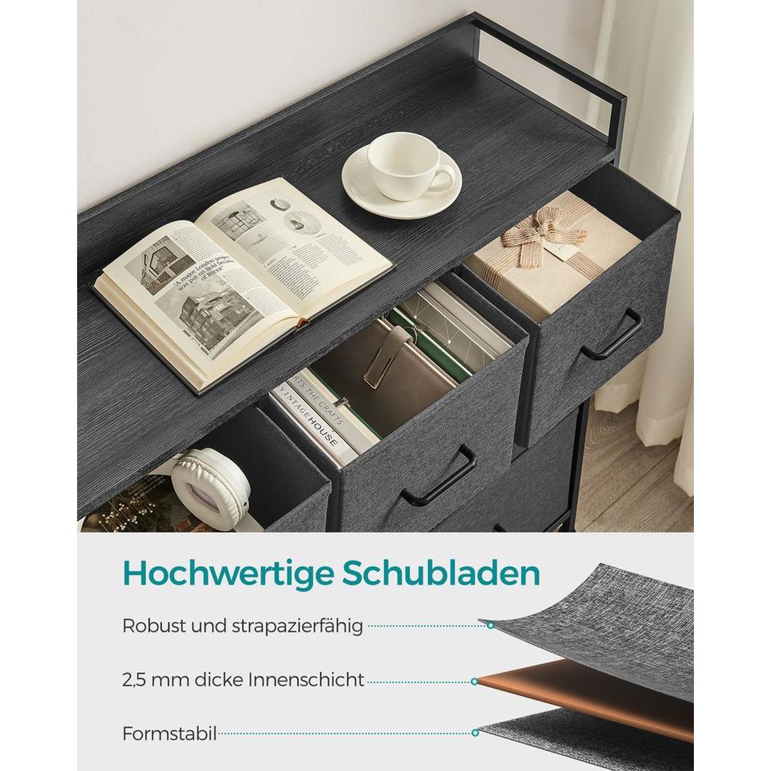 Industriële Ladekast met 7 Stoffen Lades – Lichtgewicht Opbergmeubel voor Slaapkamer, Hal of Kantoor