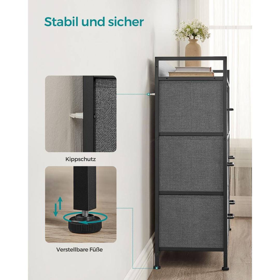 Industriële Ladekast met 7 Stoffen Lades – Lichtgewicht Opbergmeubel voor Slaapkamer, Hal of Kantoor