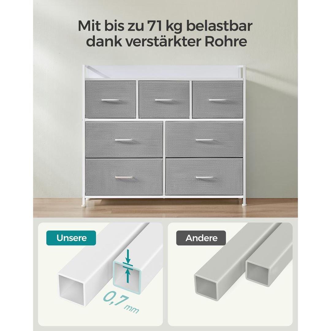 Industriële Ladekast met 7 Stoffen Lades – Lichtgewicht Opbergmeubel voor Slaapkamer, Hal of Kantoor