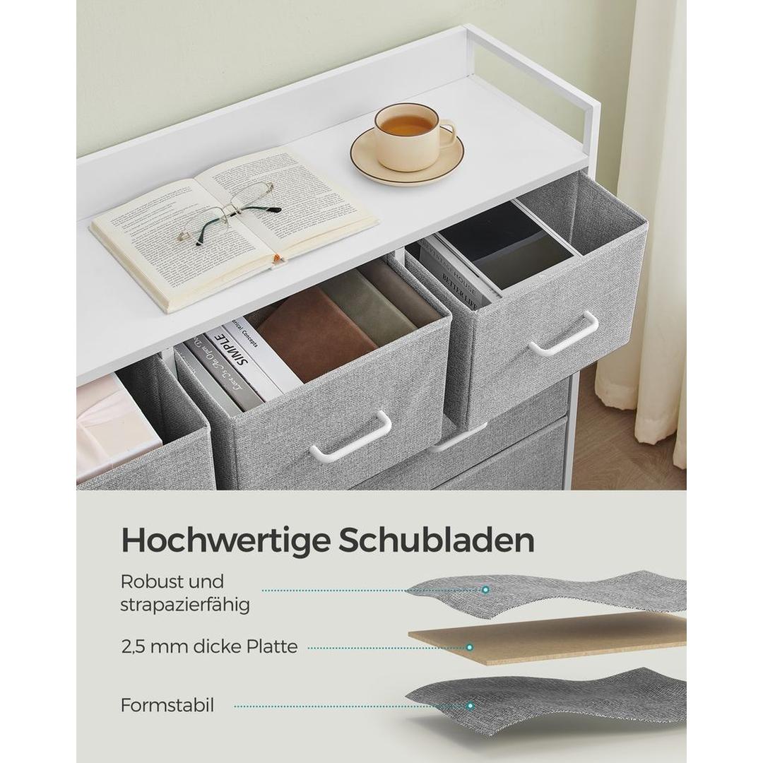 Industriële Ladekast met 7 Stoffen Lades – Lichtgewicht Opbergmeubel voor Slaapkamer, Hal of Kantoor