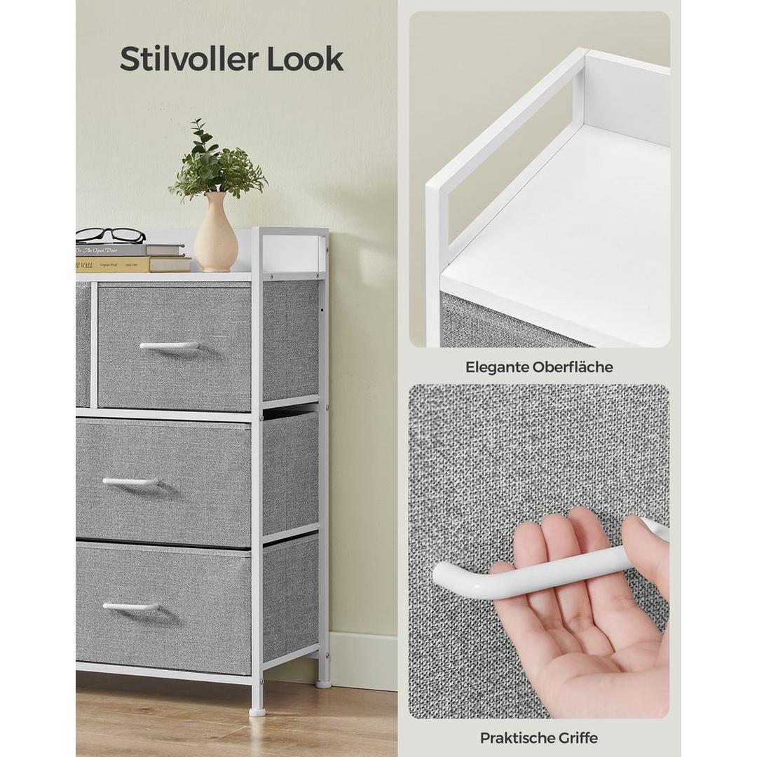 Industriële Ladekast met 7 Stoffen Lades – Lichtgewicht Opbergmeubel voor Slaapkamer, Hal of Kantoor