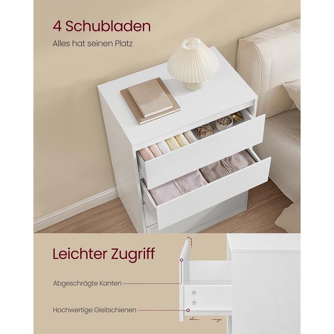Ladekast met 4 lades – modern minimalistisch design, houtspaanplaat/MDF, 60 cm breed