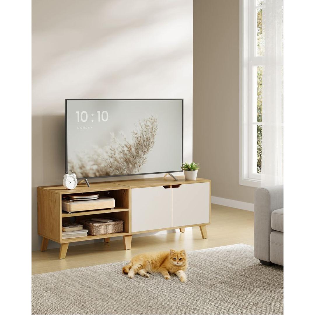TV-Meubel met 2 Deuren – 140 × 40 × 50 cm – Lage Opbergkast voor Woonkamer en Media-opslag