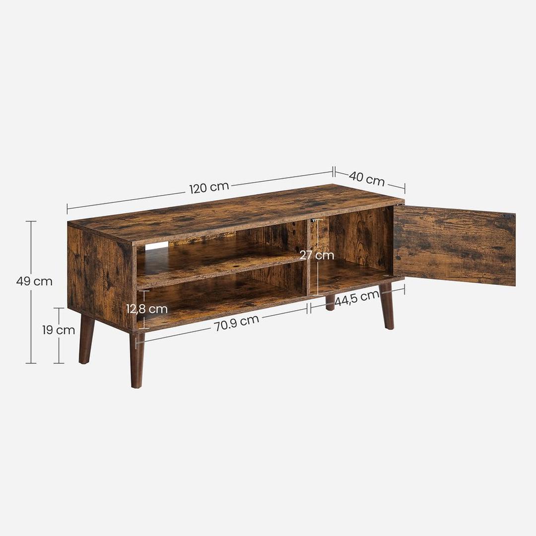 TV-Meubel met 1 Deur – 120 × 40 × 49 cm – Compacte Lage Opbergkast voor Woonkamer en Media-apparatuur