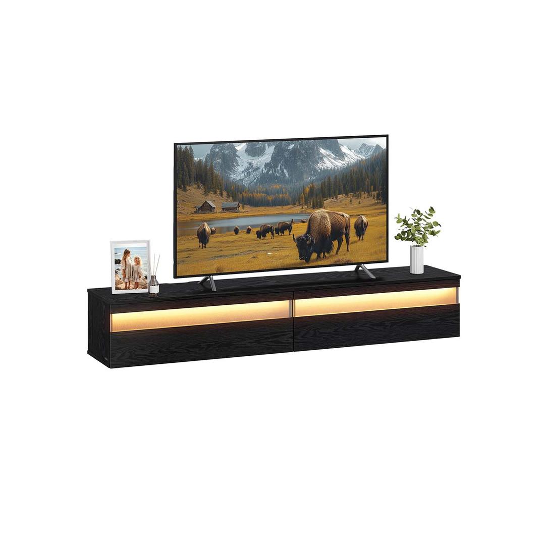 Zwevend TV-Meubel met LED-Verlichting en Oplaadstation – Wandgemonteerde TV-Kast met Inclusief Montage
